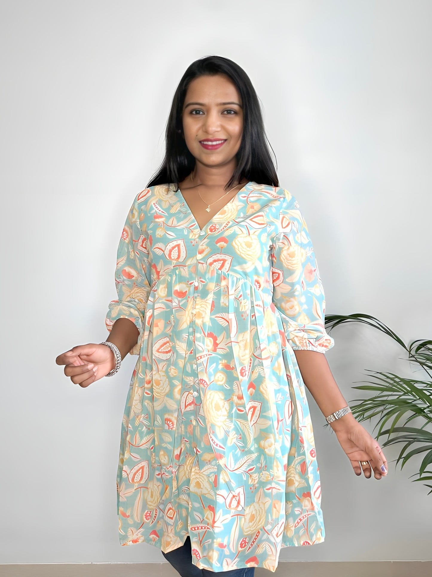 Sea Blue Georgette Tunic