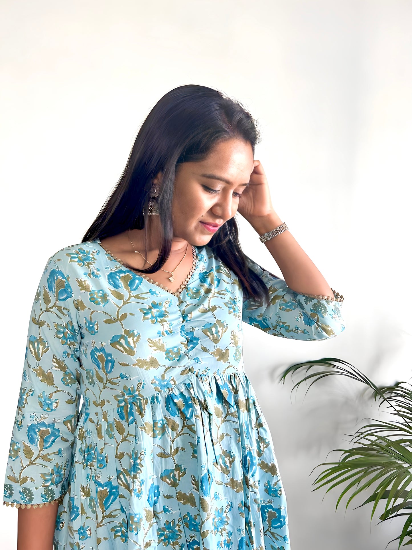 Cotton Flared Kurta with Pant