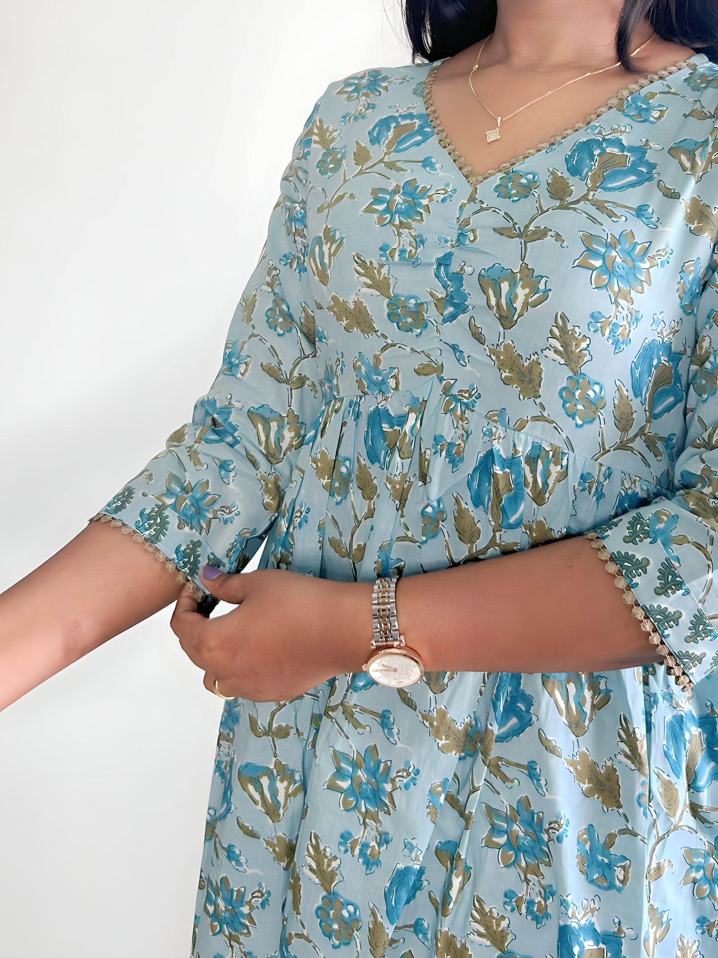 Cotton Flared Kurta with Pant
