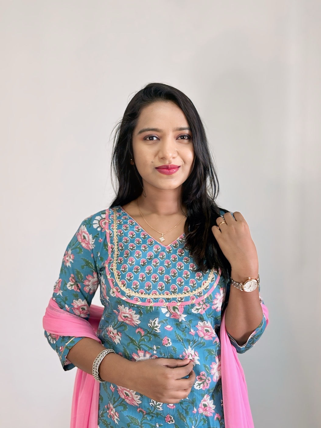 Straight Kurta with Palazzo and Dupatta