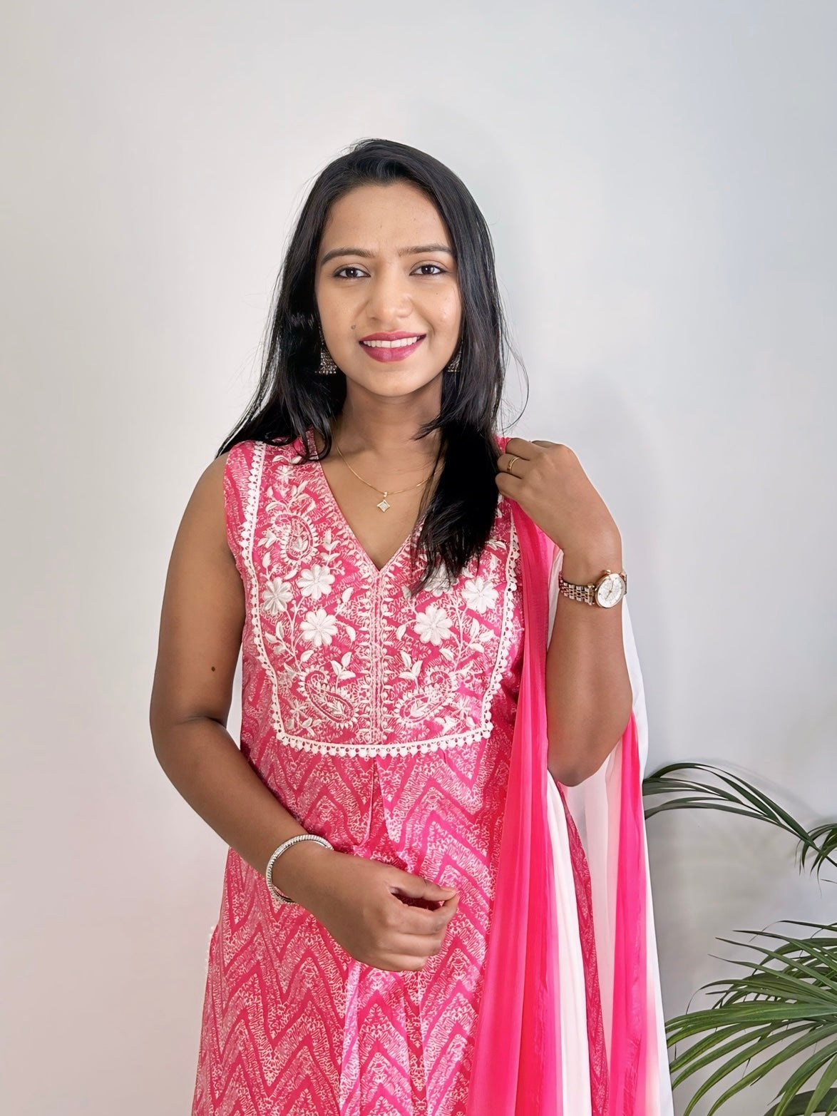A-Line Kurta with Palazzo and Dupatta