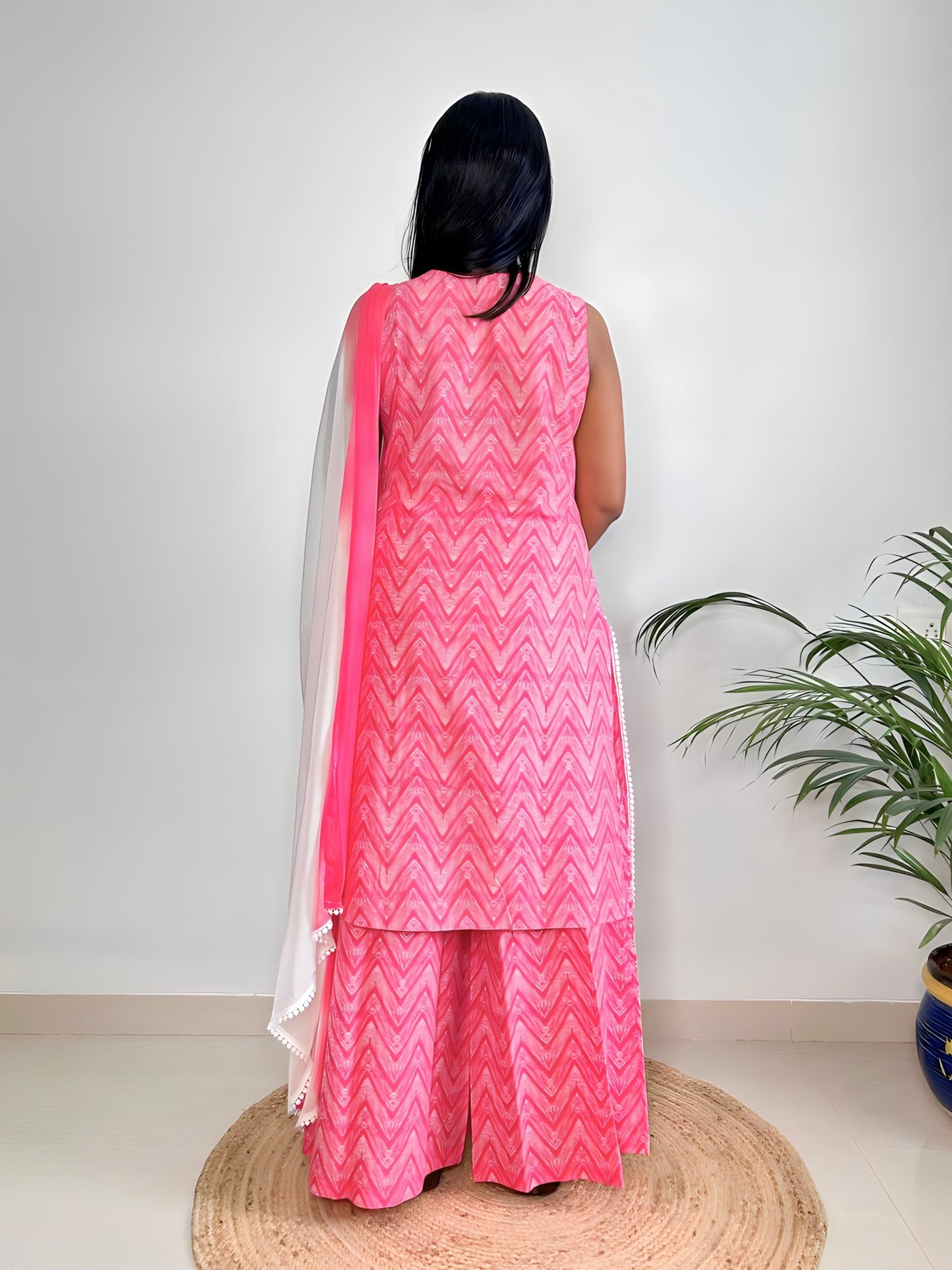 A-Line Kurta with Palazzo and Dupatta