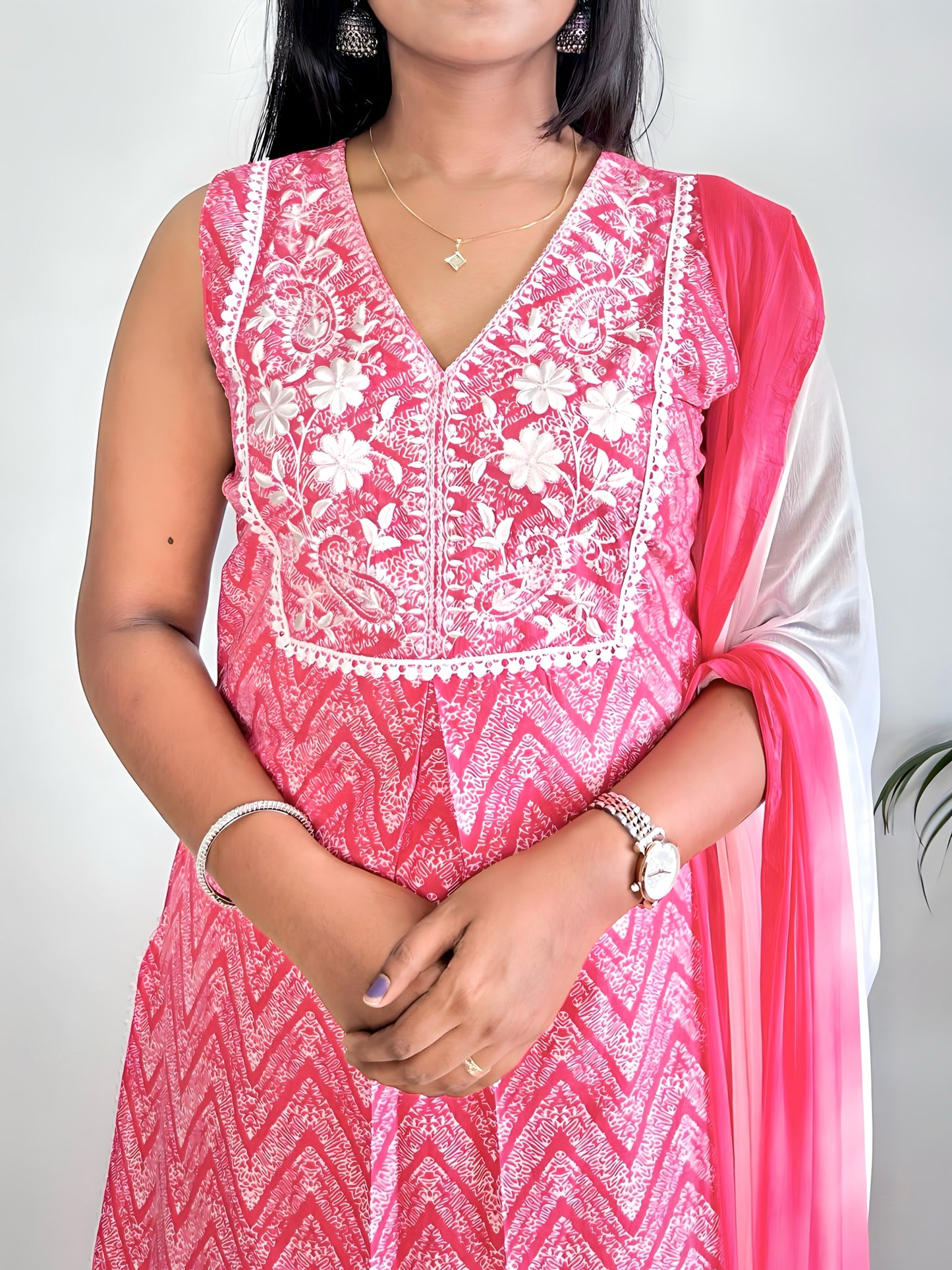 A-Line Kurta with Palazzo and Dupatta