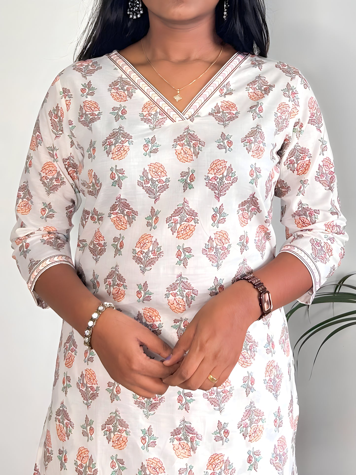 White Floral Printed Kurta set