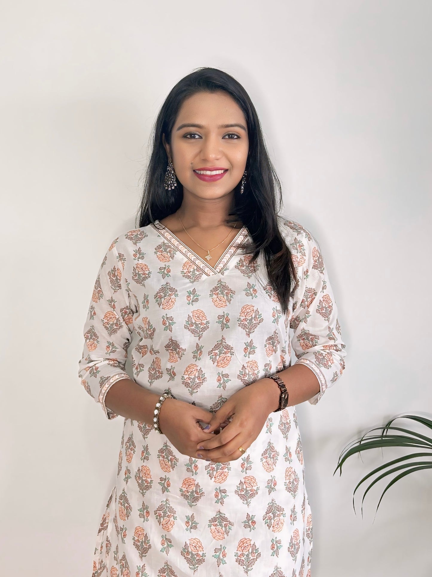 White Floral Printed Kurta set