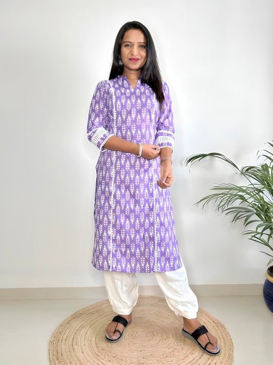 Purple A-Line Kurta Set