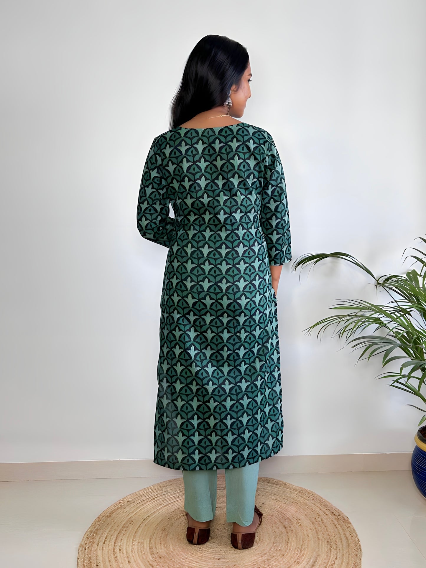 Green Cotton Kurta Set