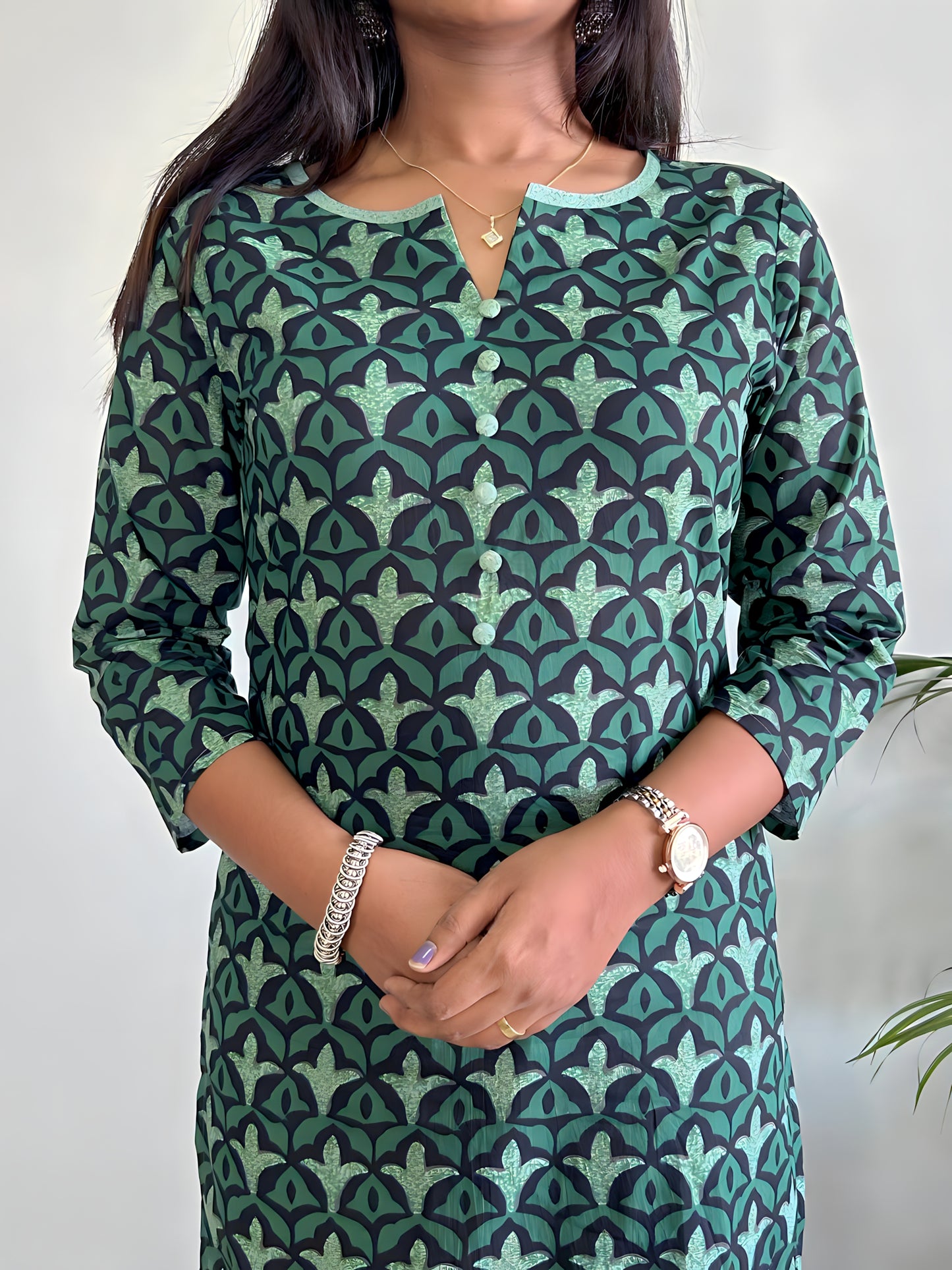 Green Cotton Kurta Set