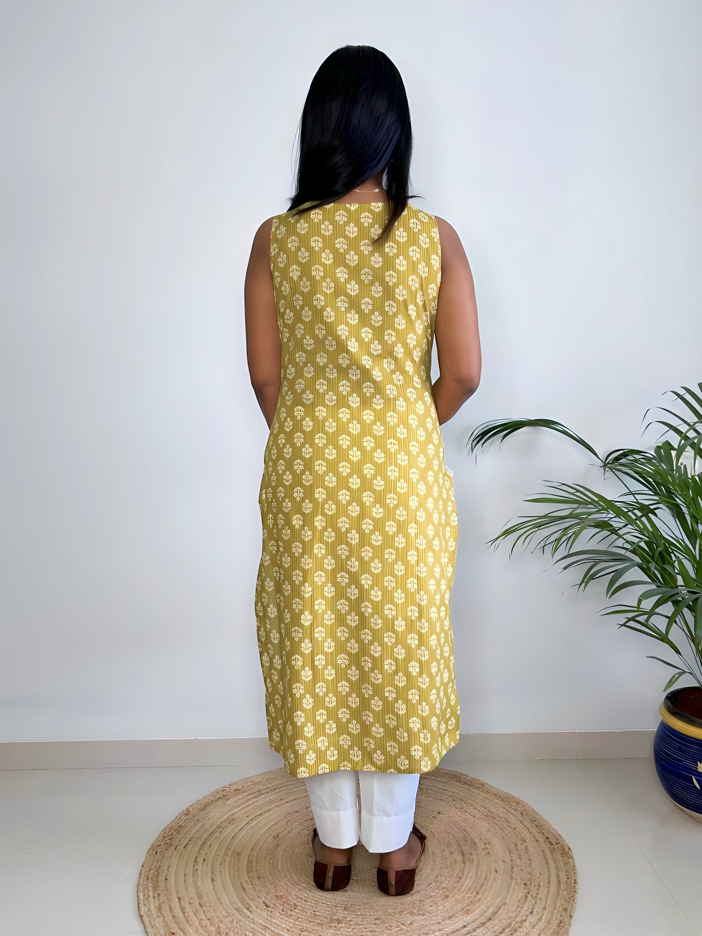 Yellow Floral printed Kurta