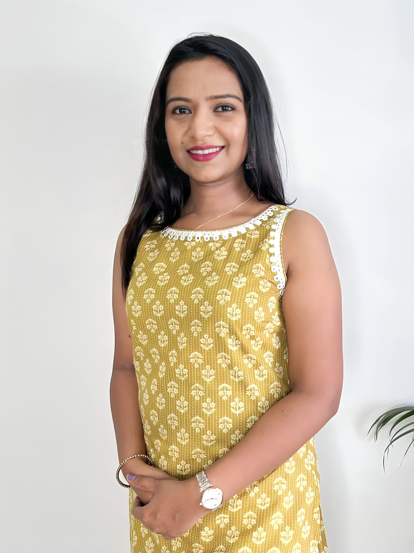 Yellow Floral printed Kurta