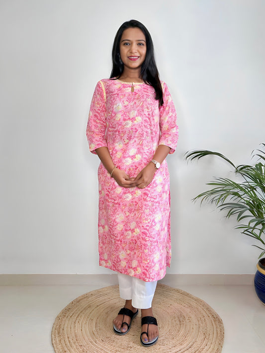 Floral Printed Cotton Kurta