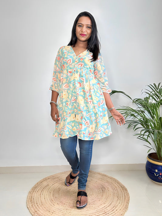 Sea Blue Georgette Tunic