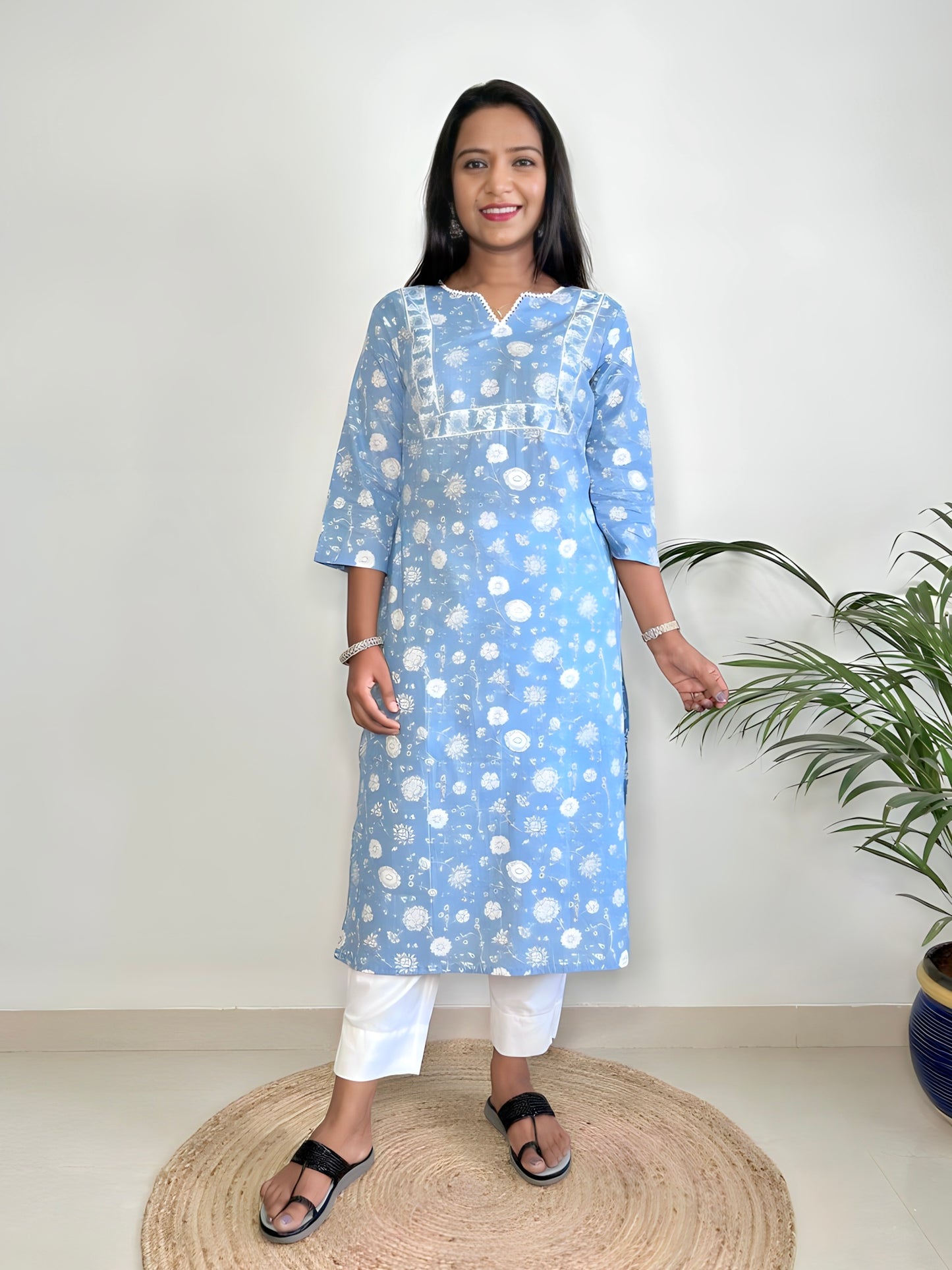 Floral Printed Cotton Kurta