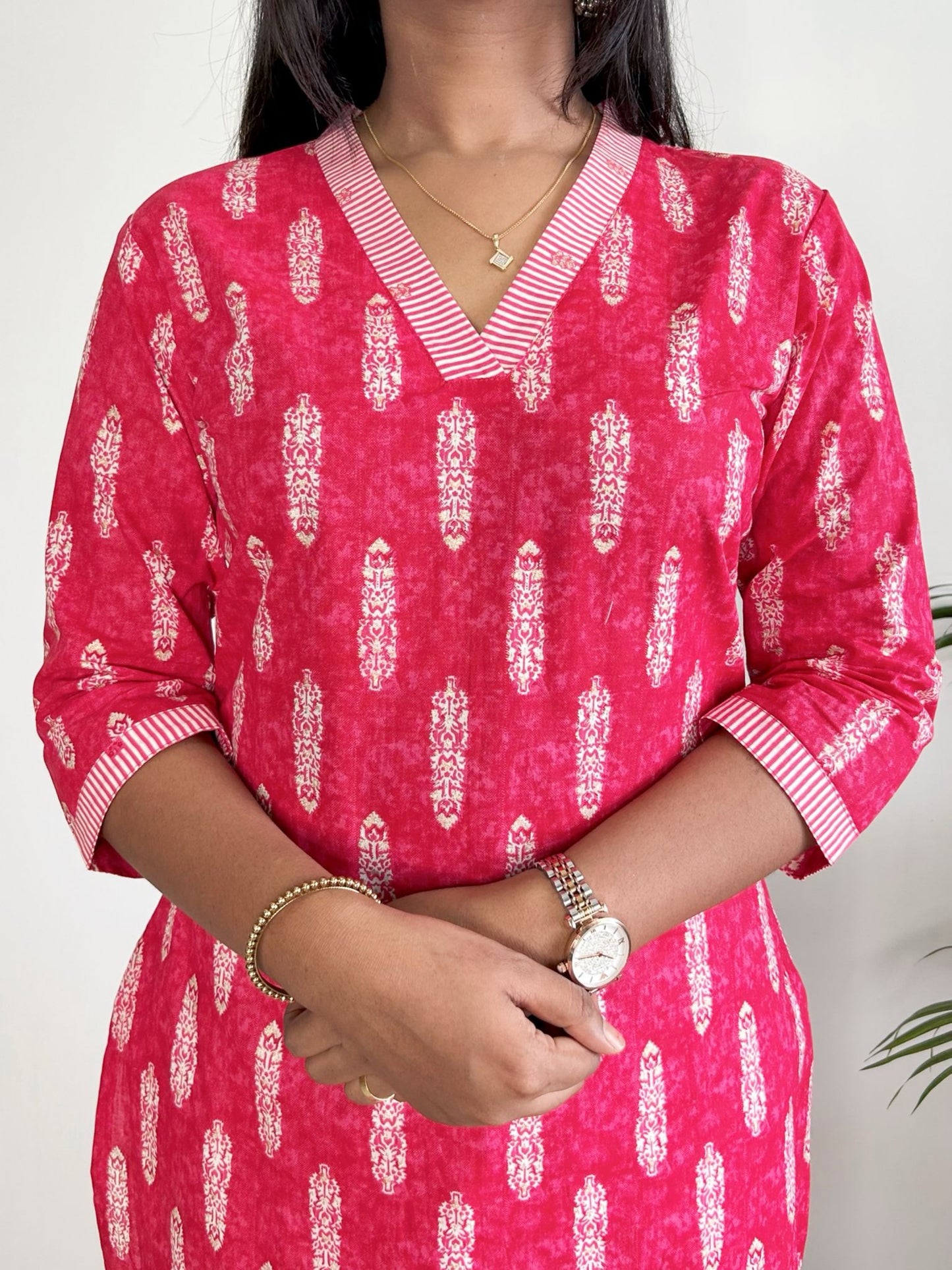 Rani Pink Printed Kurta