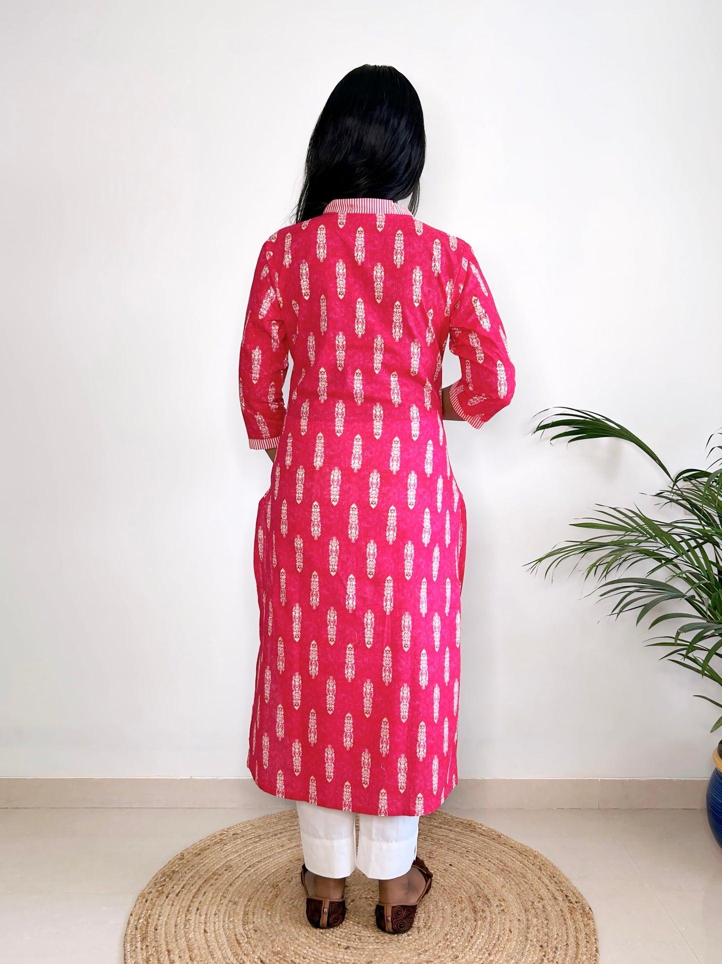 Rani Pink Printed Kurta