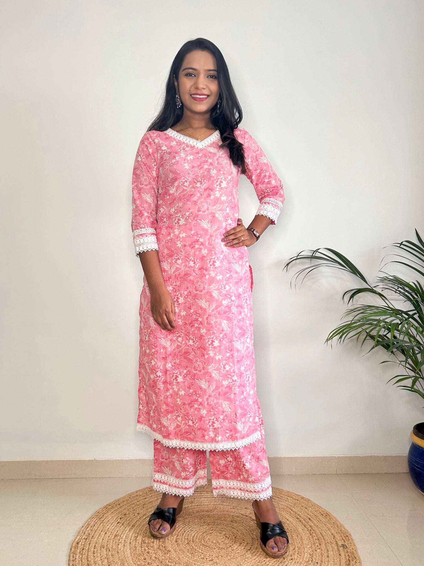 Pink Cotton Kurta set